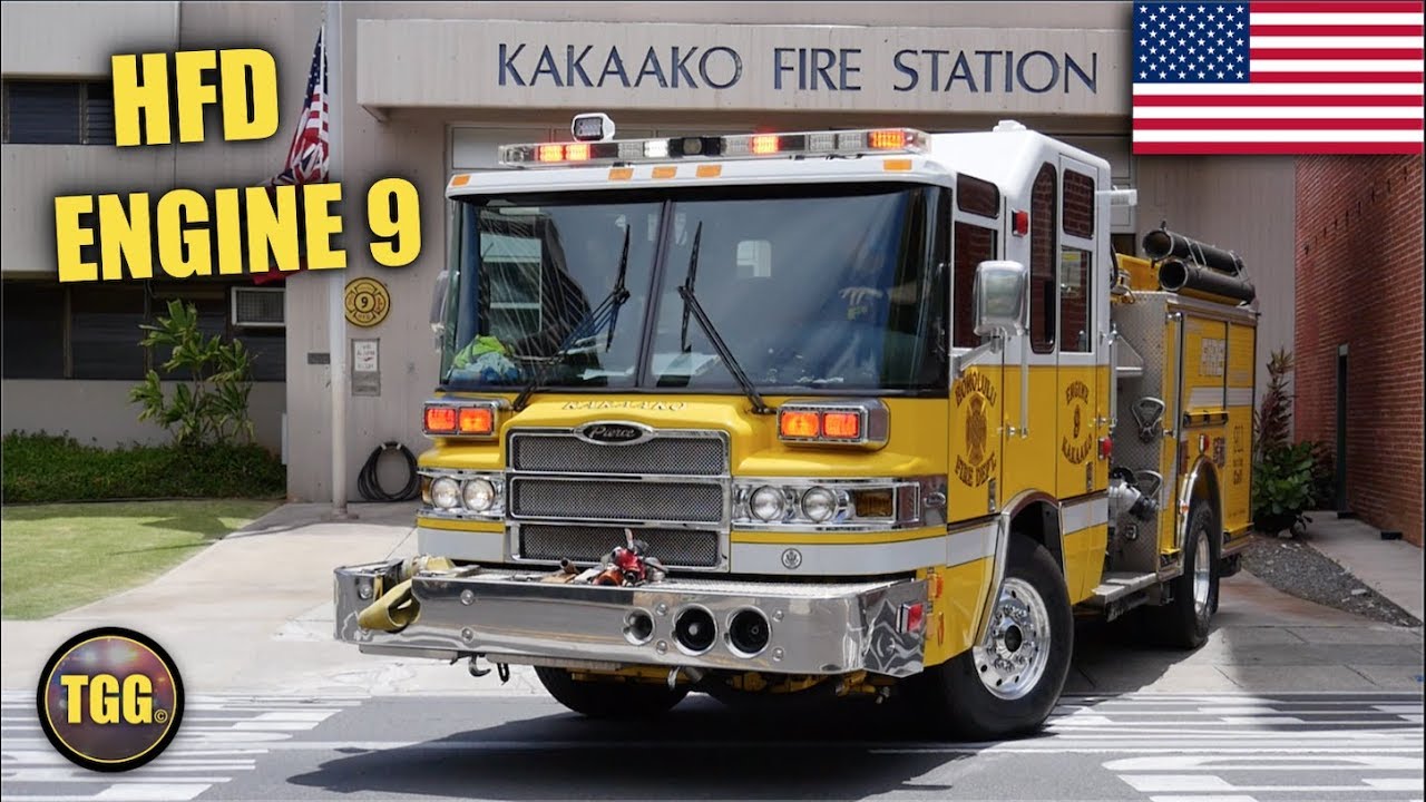[Hawaii] Honolulu Fire Dept. Engine 9 Responding from Kakaako Fire Station!