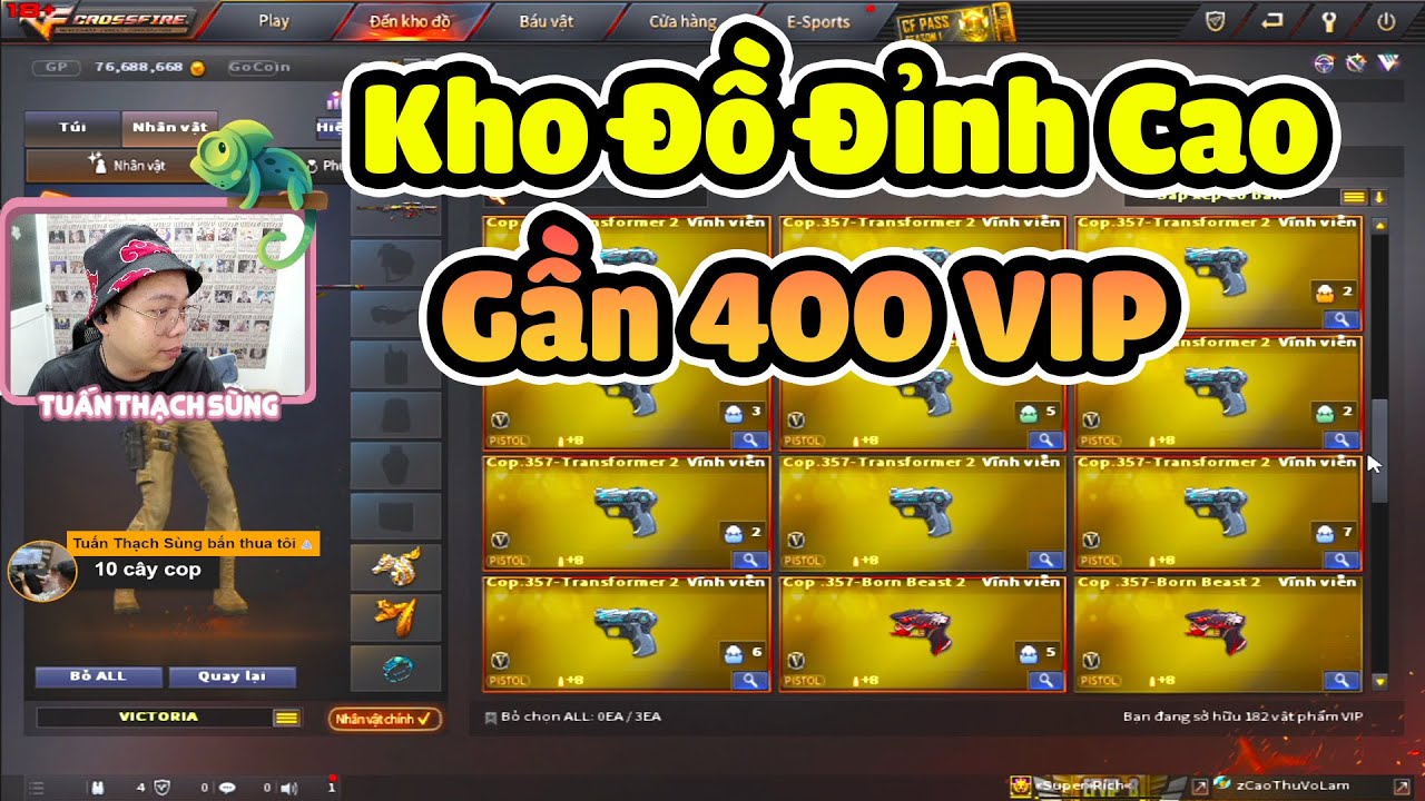 [ Đột Kích Crossfire ] Kho Đồ Đỉnh Cao Gần 400 VIP - Tuấn Thạch Sùng