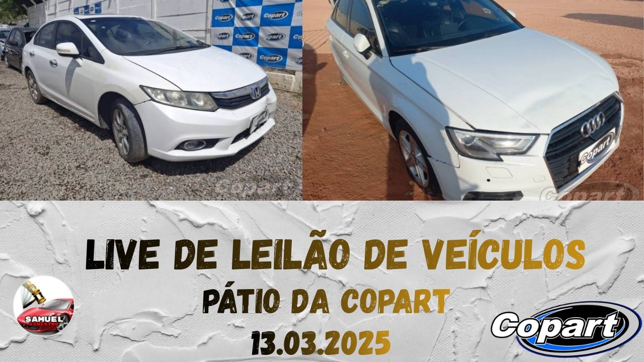 LIVE DE LEILÃO DE VEÍCULOS NO PÁTIO DA COPART DIA 13.03.2026
