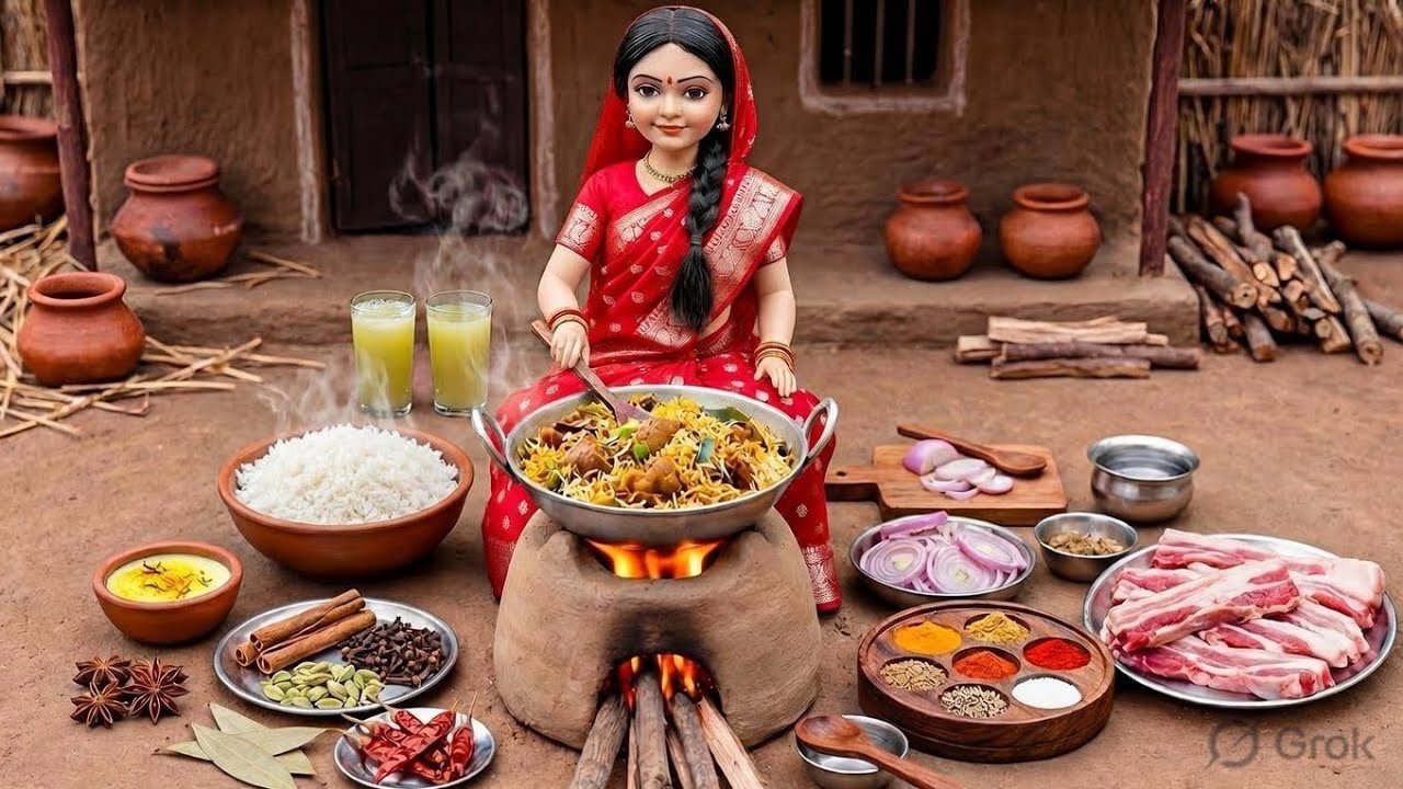 Miniature Doll Vegetable Biryani Cooking | Indian Village Tiny Kitchen ASMR