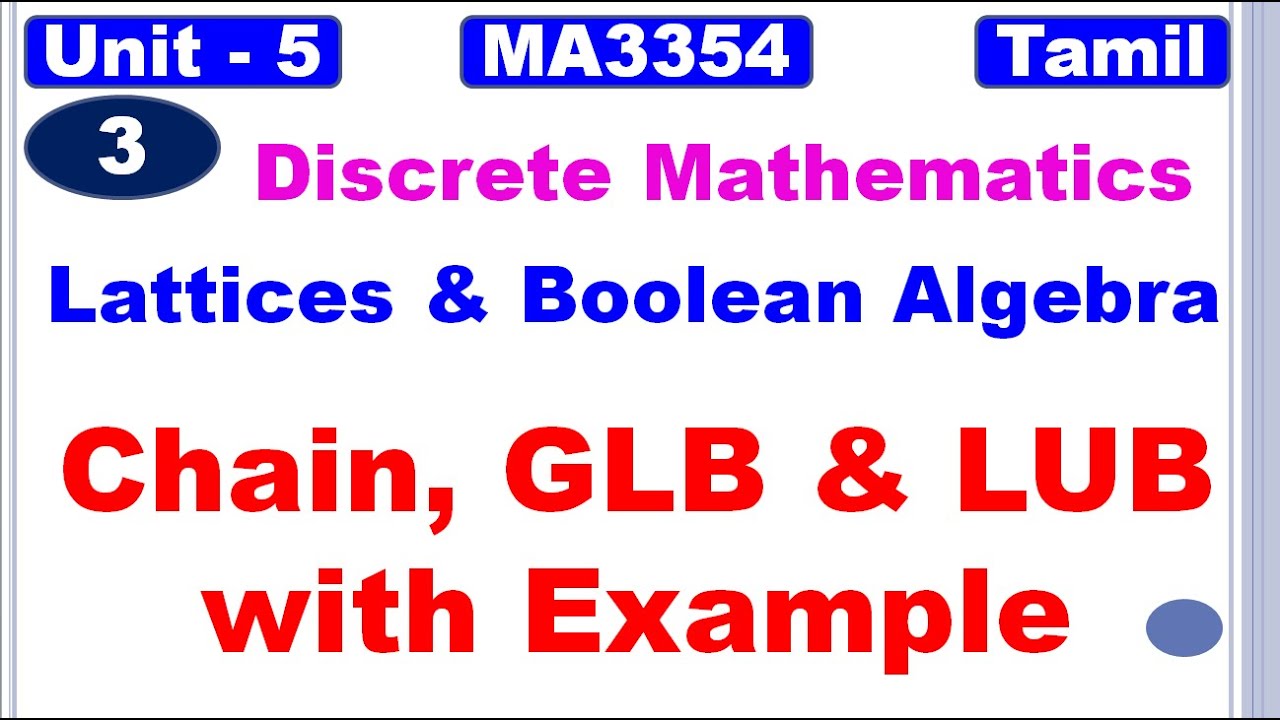 Discrete Mathematics| MA3354 | Unit 5 | Lattices and Boolean Algebra | Chain, GLB and LUB in Tamil