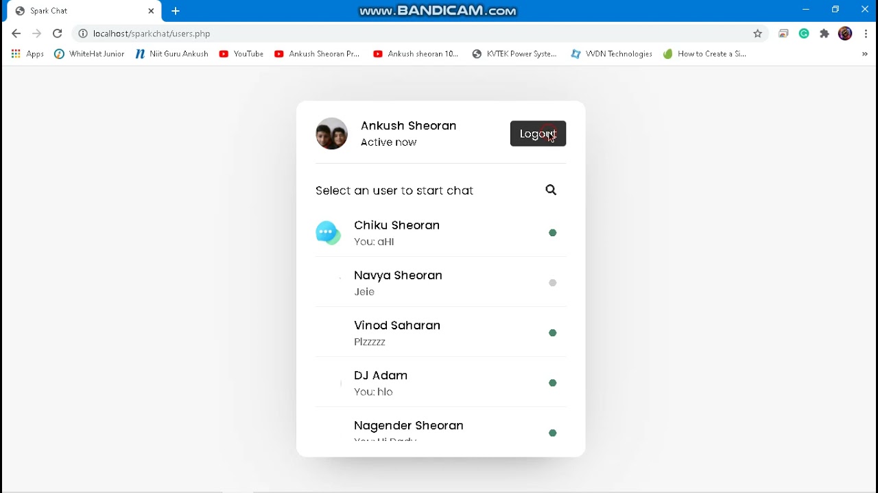 Chat application in PHP