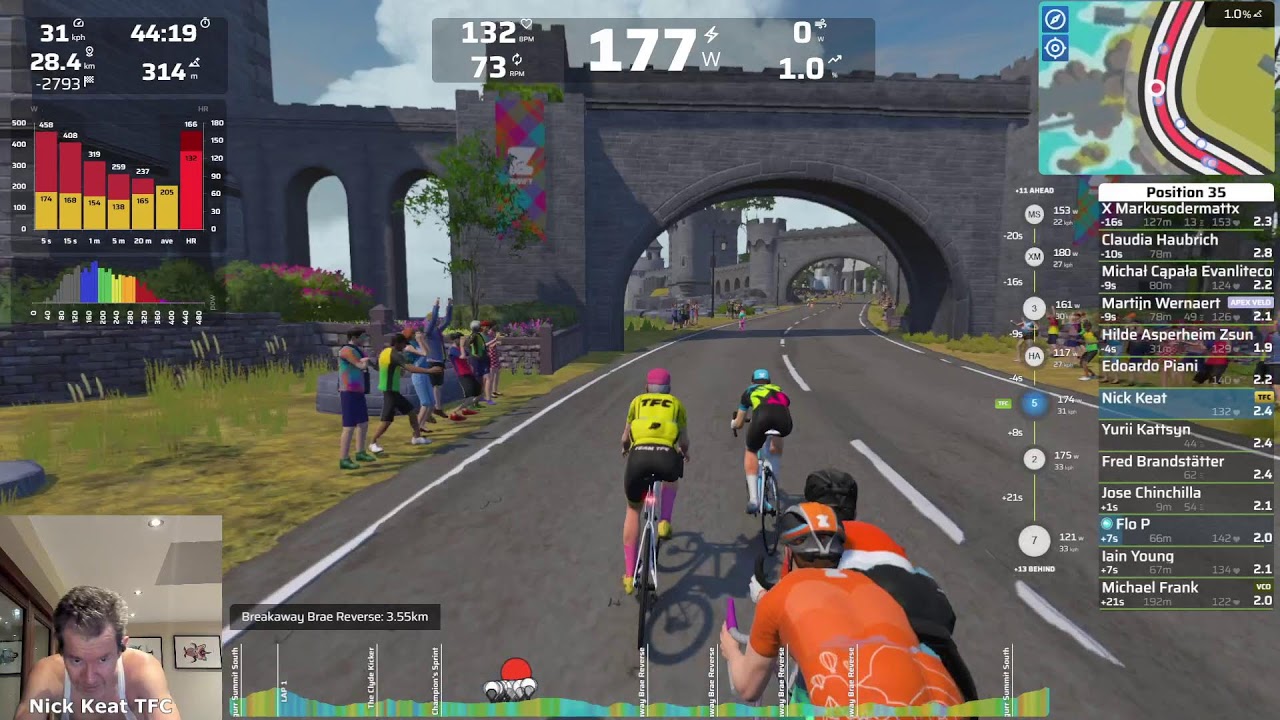 Zwift Racing: Tour de Zwift Stage 3 - Race - BRAEk-fast Crits and Grits, 22km, 243 m