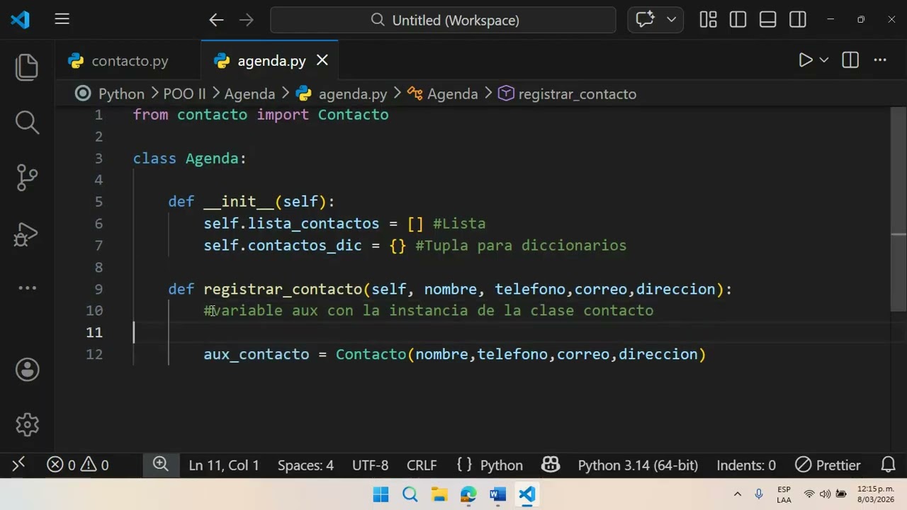 POO (python) - Sistema de Control de Agenda(1 Parte)