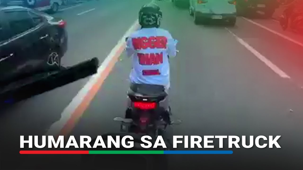 Motorsiklo humarang sa firetruck na reresponde sa sunog sa Sta. Mesa