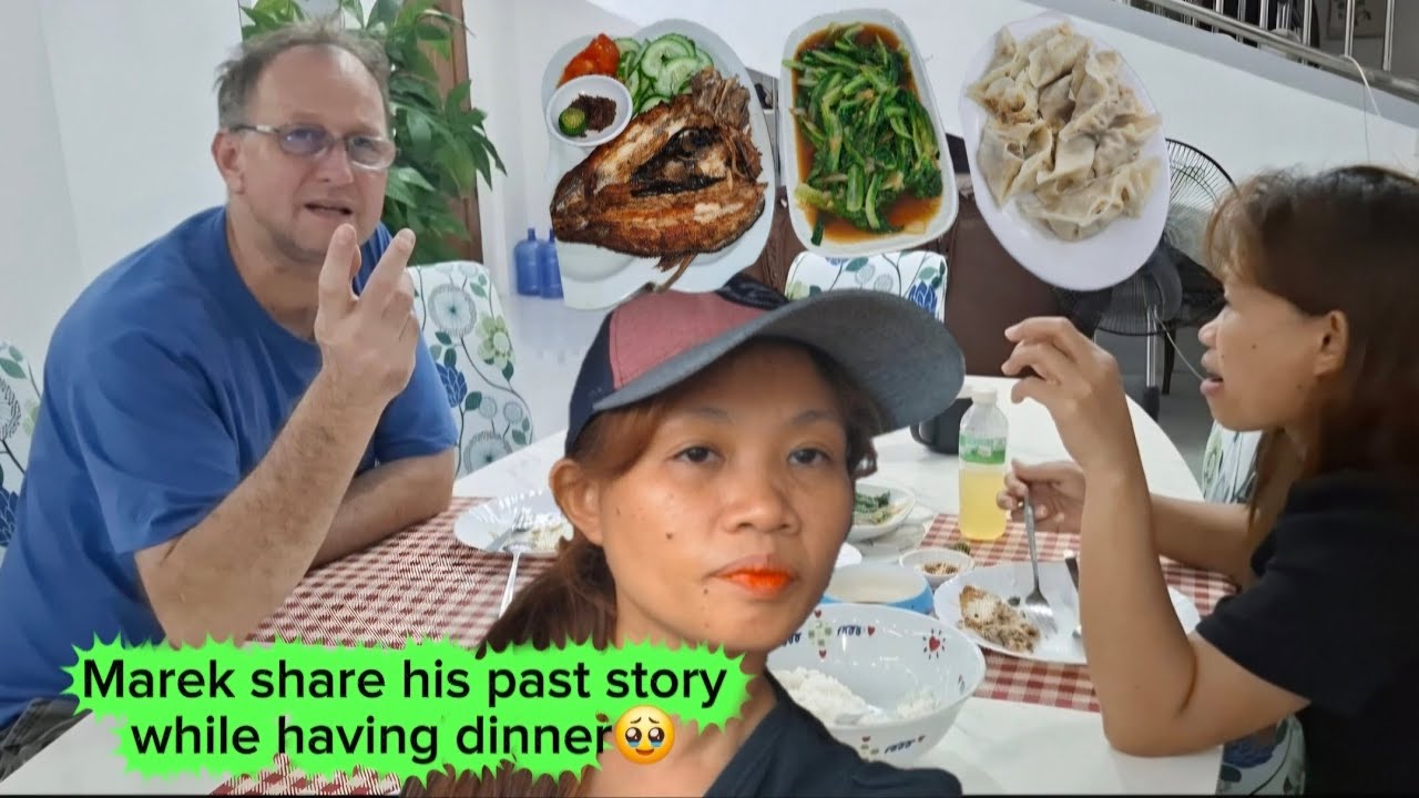 Eating dinner while sharing stories