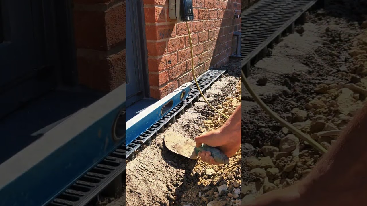 ACO Channel drains getting done⚒️ #landscaping #channel #drain #water #howto #tips #diy #fyp #fypage