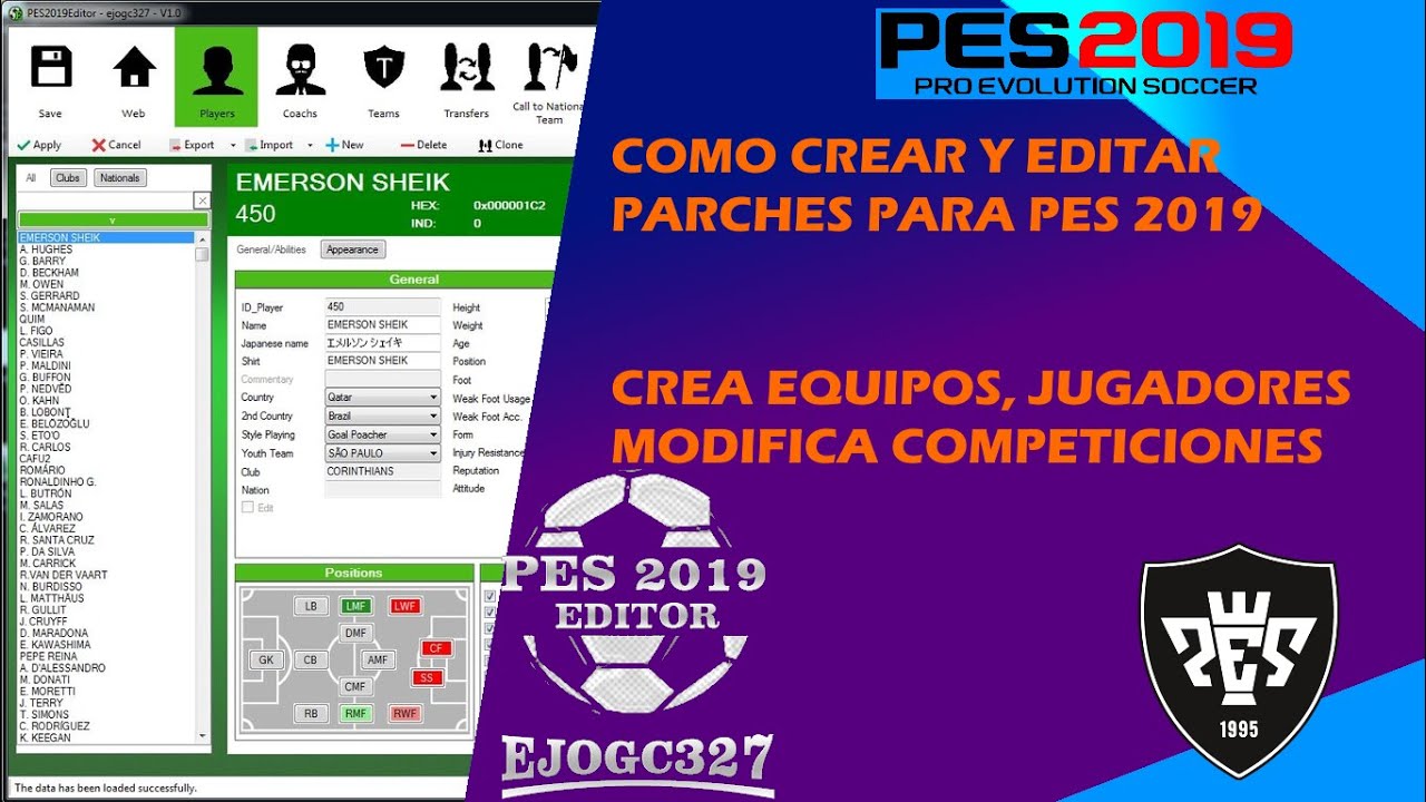 COMO CREAR / EDITAR PARCHES EN PES 2019 | CREAR EQUIPOS | CREA TU DATABASE PES2019 PC
