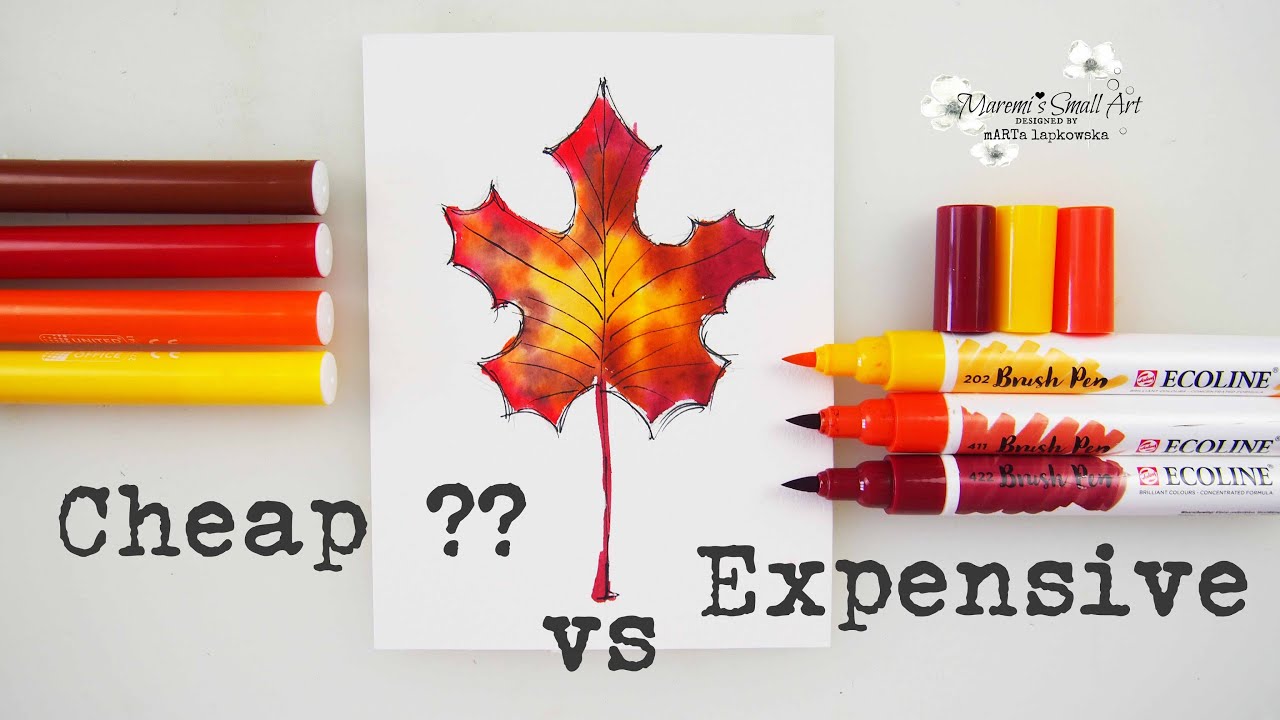 🍁 Beginners Painting Autumn Maple Leaf using Brush Markers ~ ✂️ Maremi's Small Art