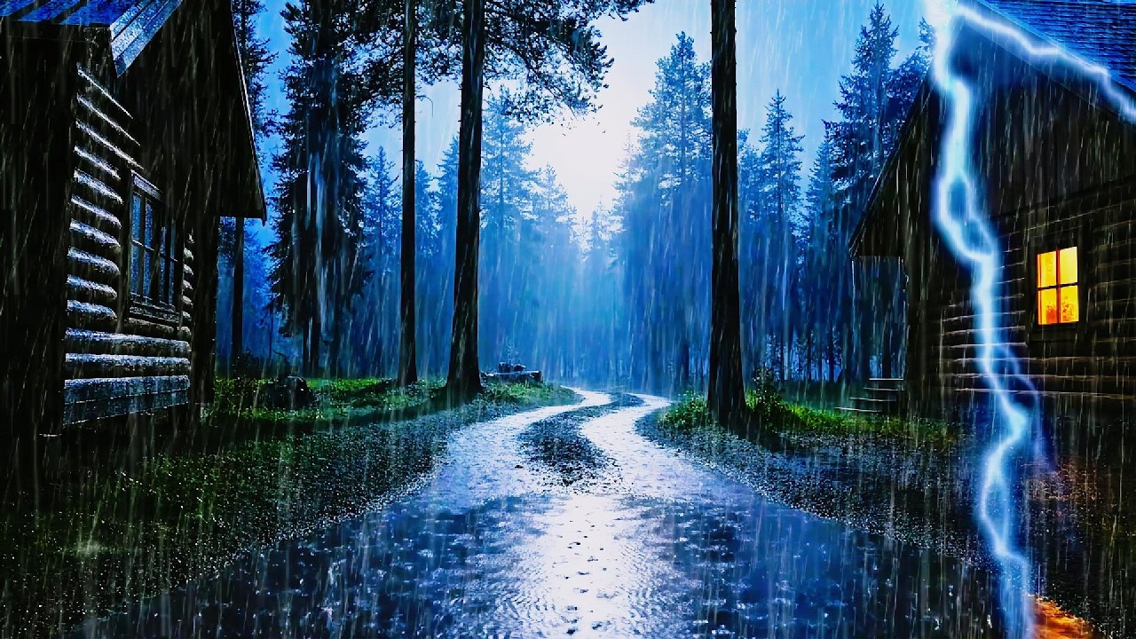 Heavy Rain in the Night Forest for Relaxation, Say Goodbye to Stress and Sleep Soundly in 5 Minutes
