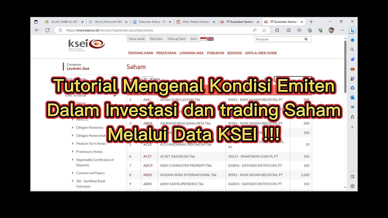 Tutorial Mengenal Kondisi Emiten dalam Trading Saham Melalui Data KSEI !!!