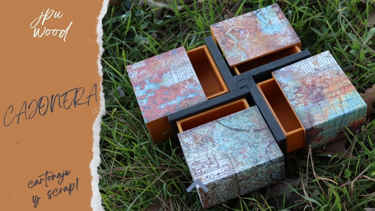 Caja con Cajones Fijos y Carcasa Móvil – Cartonaje y Scrapbooking DIY