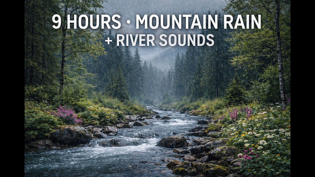 9 Hours of Mountain Rain & River Sounds 🌧️🏔️ | Deep Sleep Ambience (No Thunder)