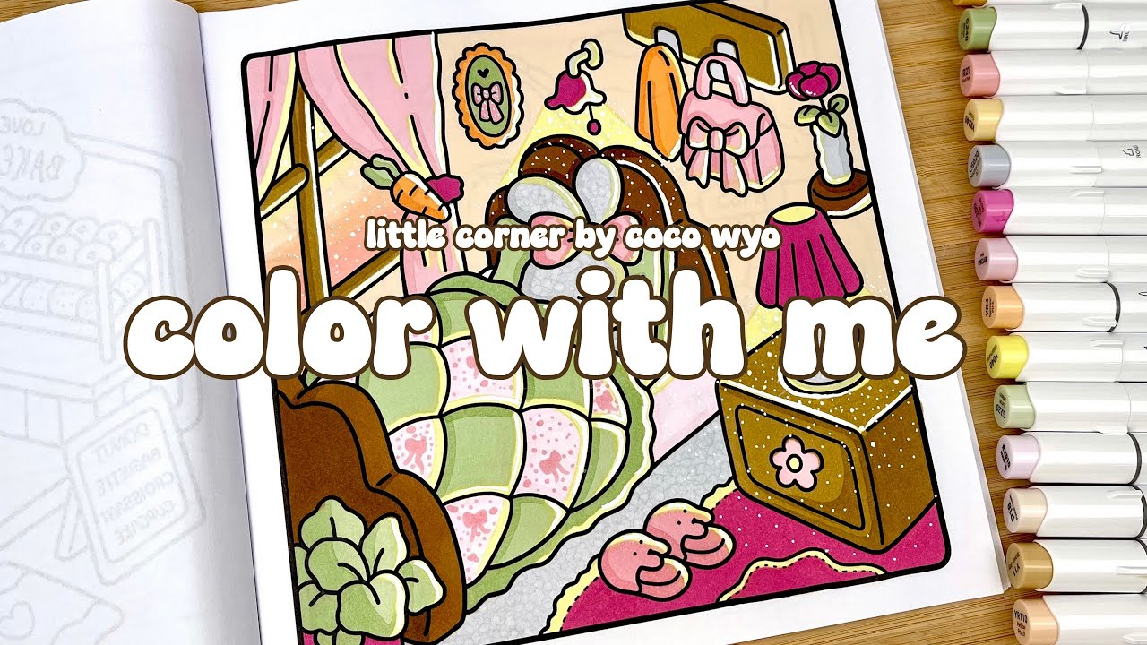 Color With Me (ASMR) 'Little Corner' By Coco Wyo | Ohuhu Markers | No Talking Satisfying Sounds