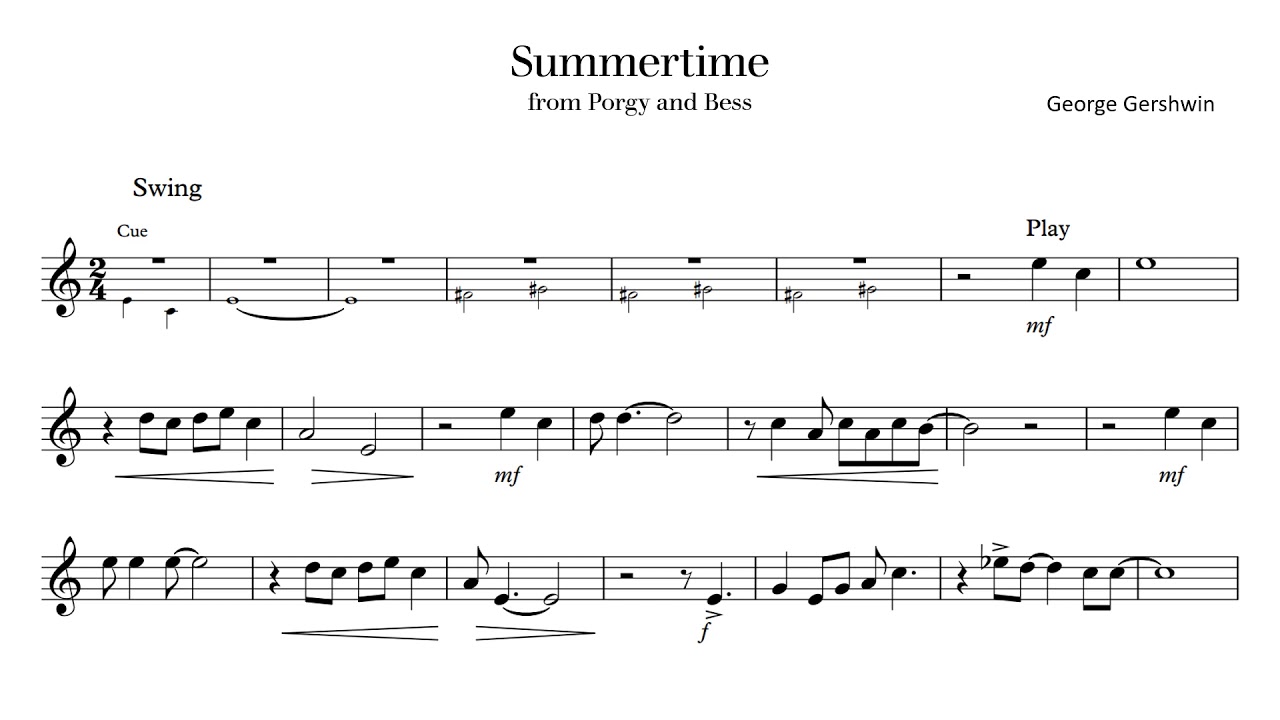 Easy Trumpet Play-Along - Summertime by Gershwin - with sheet music