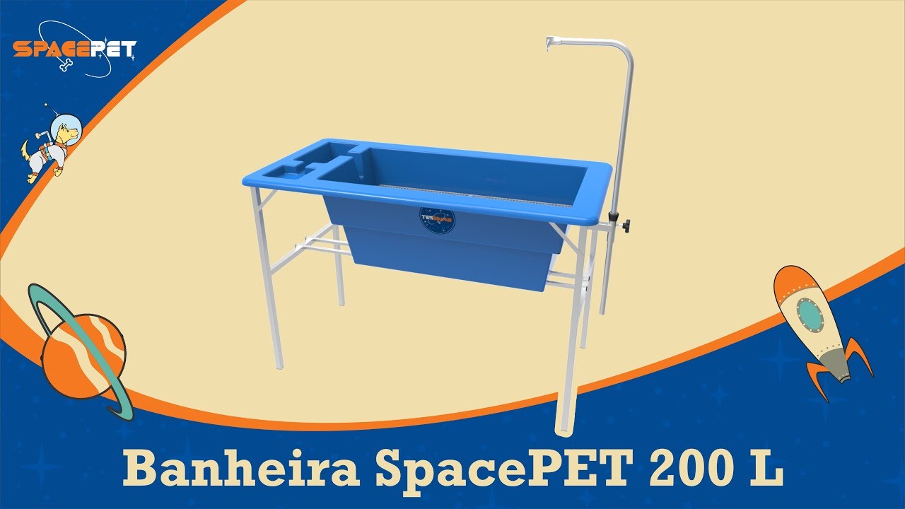 Banheira para banho e tosa - SpacePET 200L com Porta Shampoo