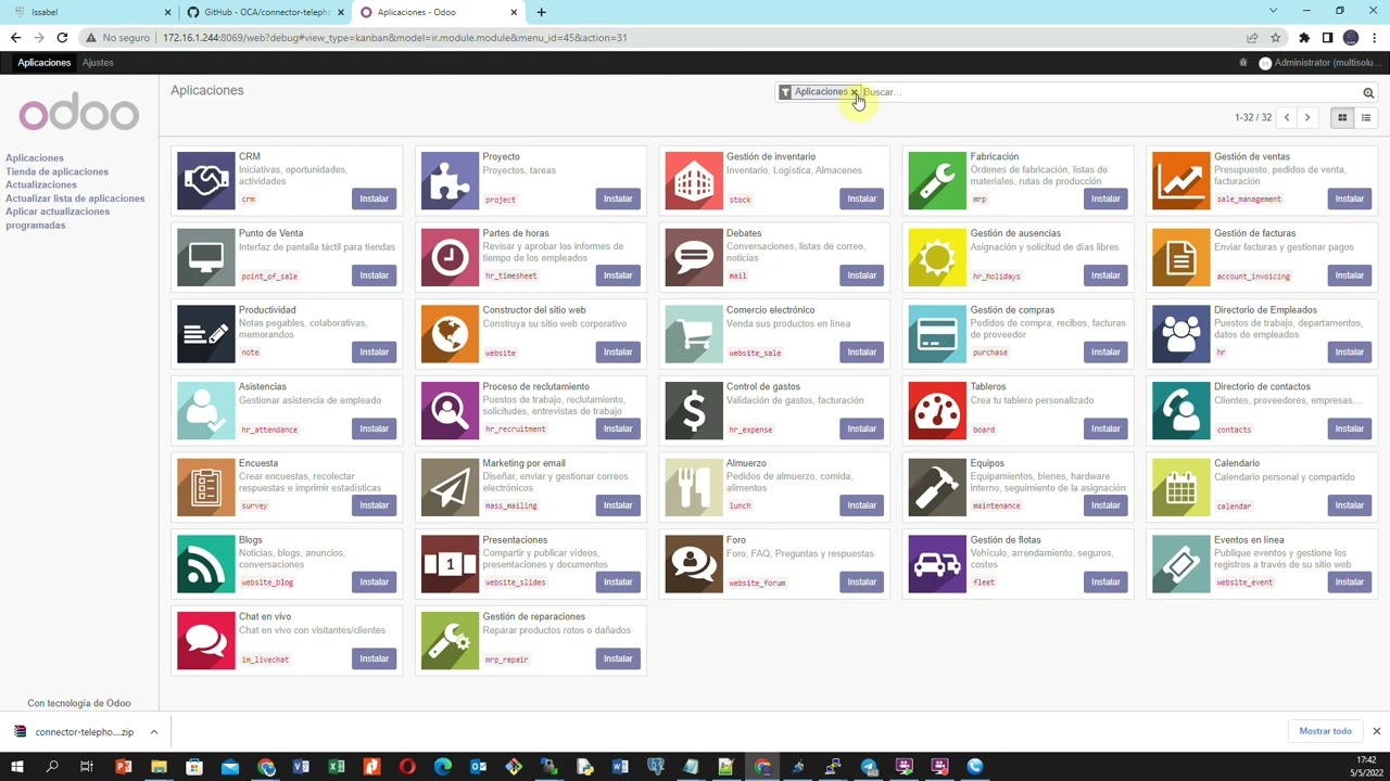 INTEGRACION ODOO CON ISSABELPBX
