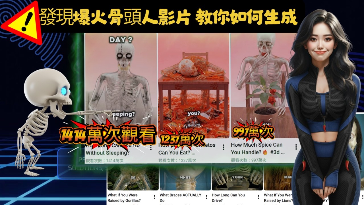 最新爆紅！零GPT、全免費教你製作火遍全網的骷髏知識短片