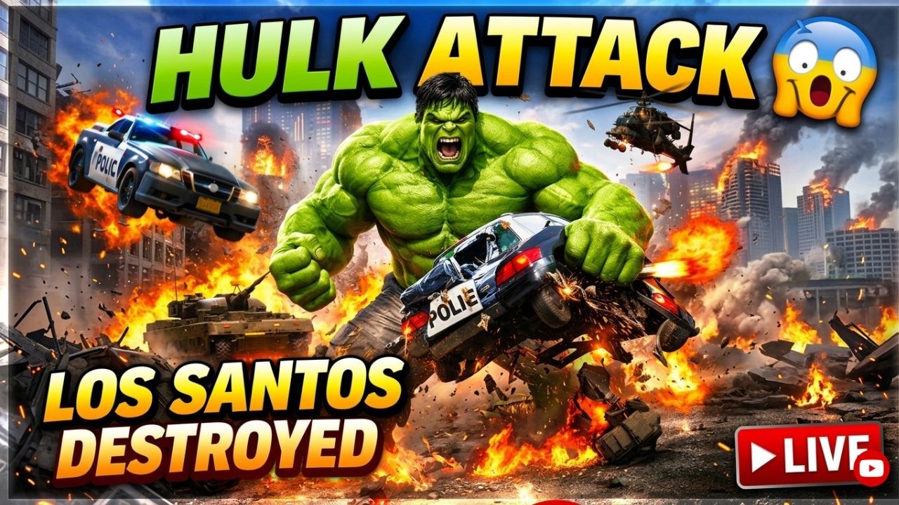 HULK Rampage in Los Santos 😱 | GTA 5 Hulk Mod Live