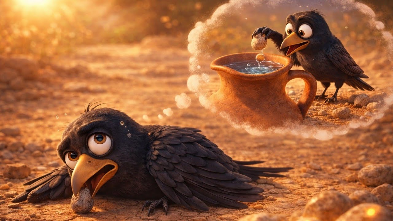 How Did the Crow Save His Life? 🐦💧 | A Thirsty Crow Complete Story for Kids | Ultra 4K | Tinky Tales