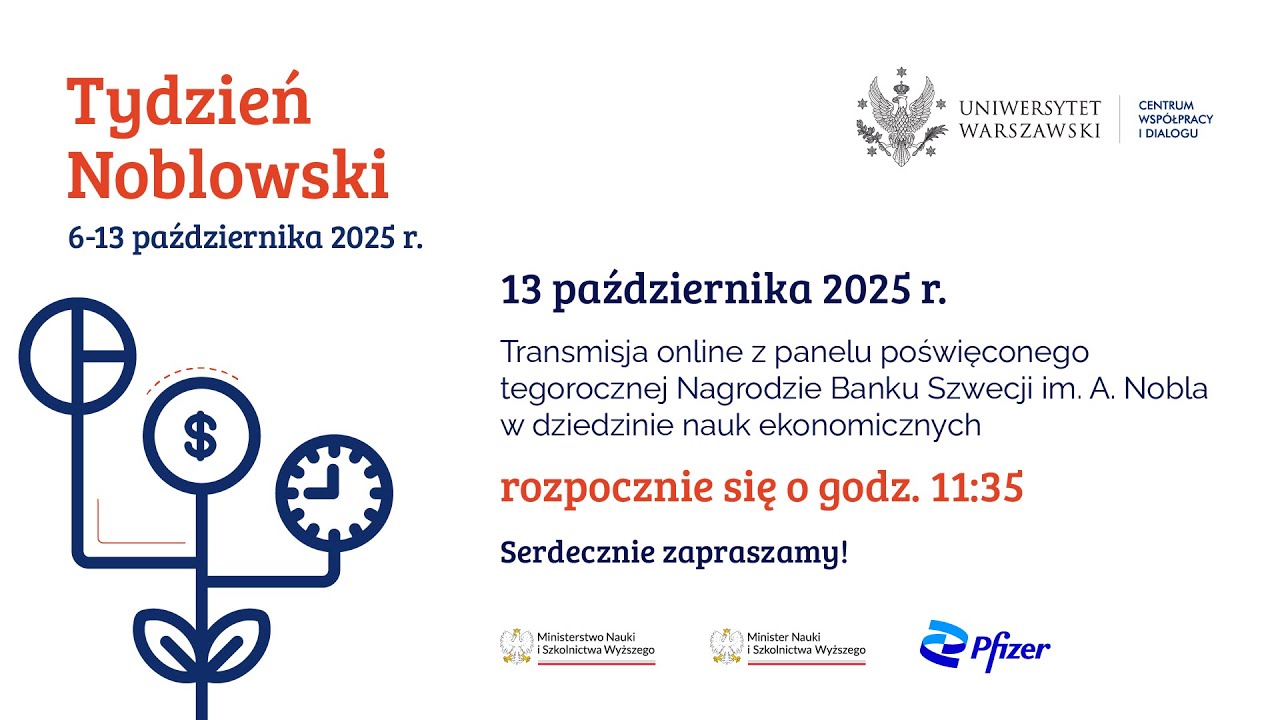 Tydzień Noblowski 2025: Nagroda Banku Szwecji im. A. Nobla w dziedzinie nauk ekonomicznych