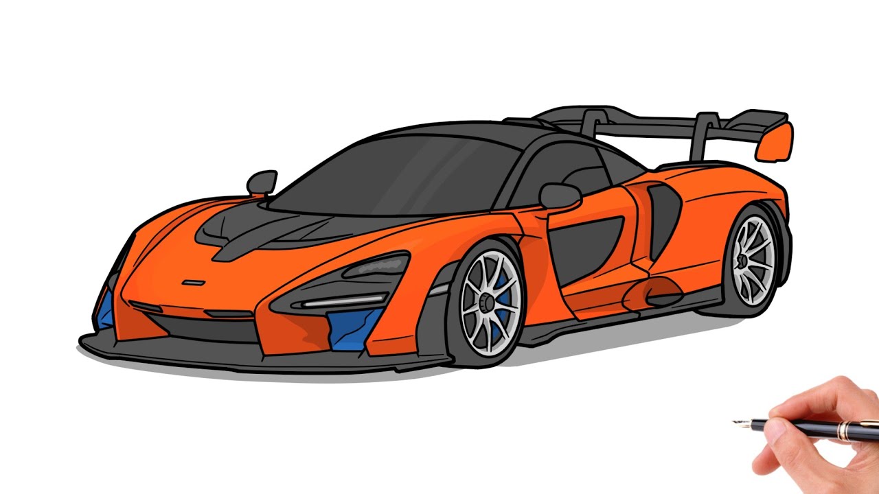 How to draw a MCLAREN SENNA / drawing McLaren Senna 2017 sports car