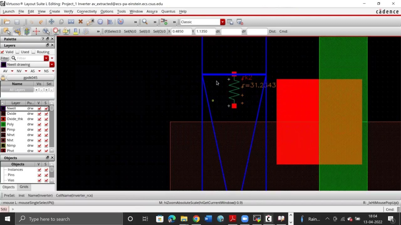 CMOS Inverter || Parasitic Extraction and Post-Layout Simulation