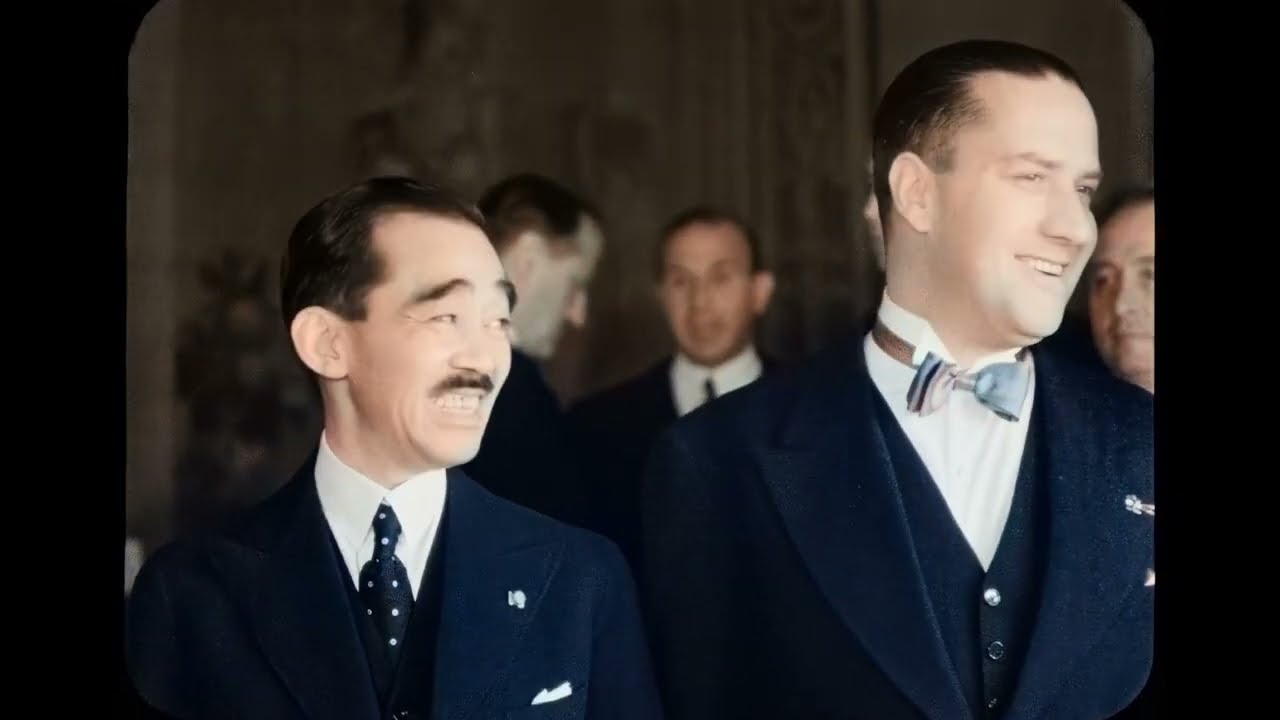 Tripartite Pact (1930s) 4k upscale, AI colorized