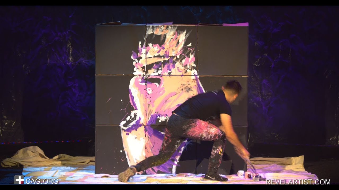 UPSIDE DOWN - Speed painter wows audience with incredible painting