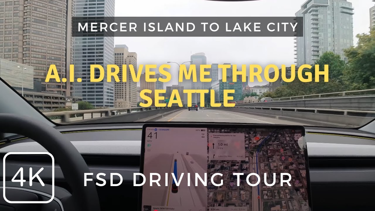 Watch the Tesla Drive Itself From Mercer Island to Lake City | Full Self-Driving | Seattle, WA