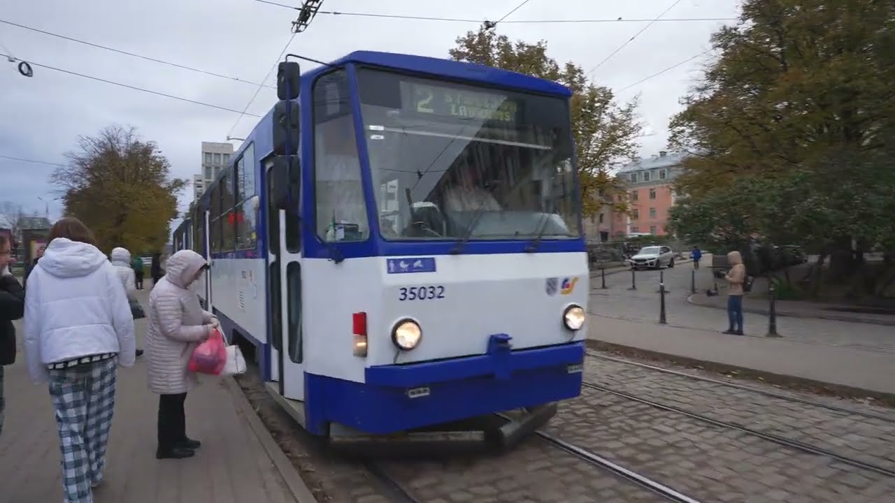 Latvia, Riga, tram 2 ride from 13. janvāra iela to Āgenskalna tirgus