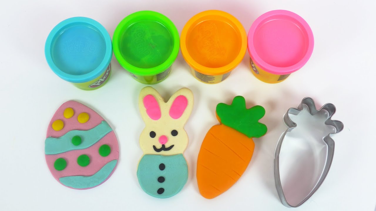 Pâques Lapin, Oeuf  et Carotte en Pâte à Modeler