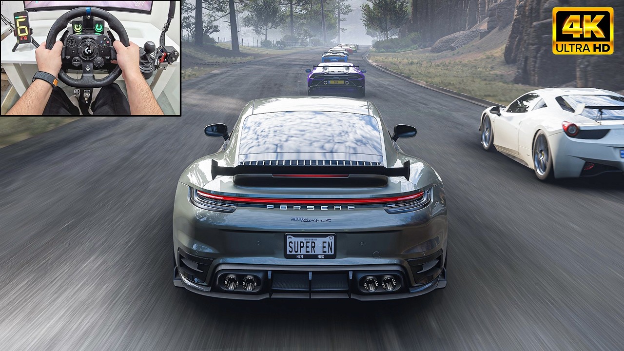 Porsche 911 Turbo S VS Supercars - Forza Horizon 5 | Logitech G923 Steering Wheel