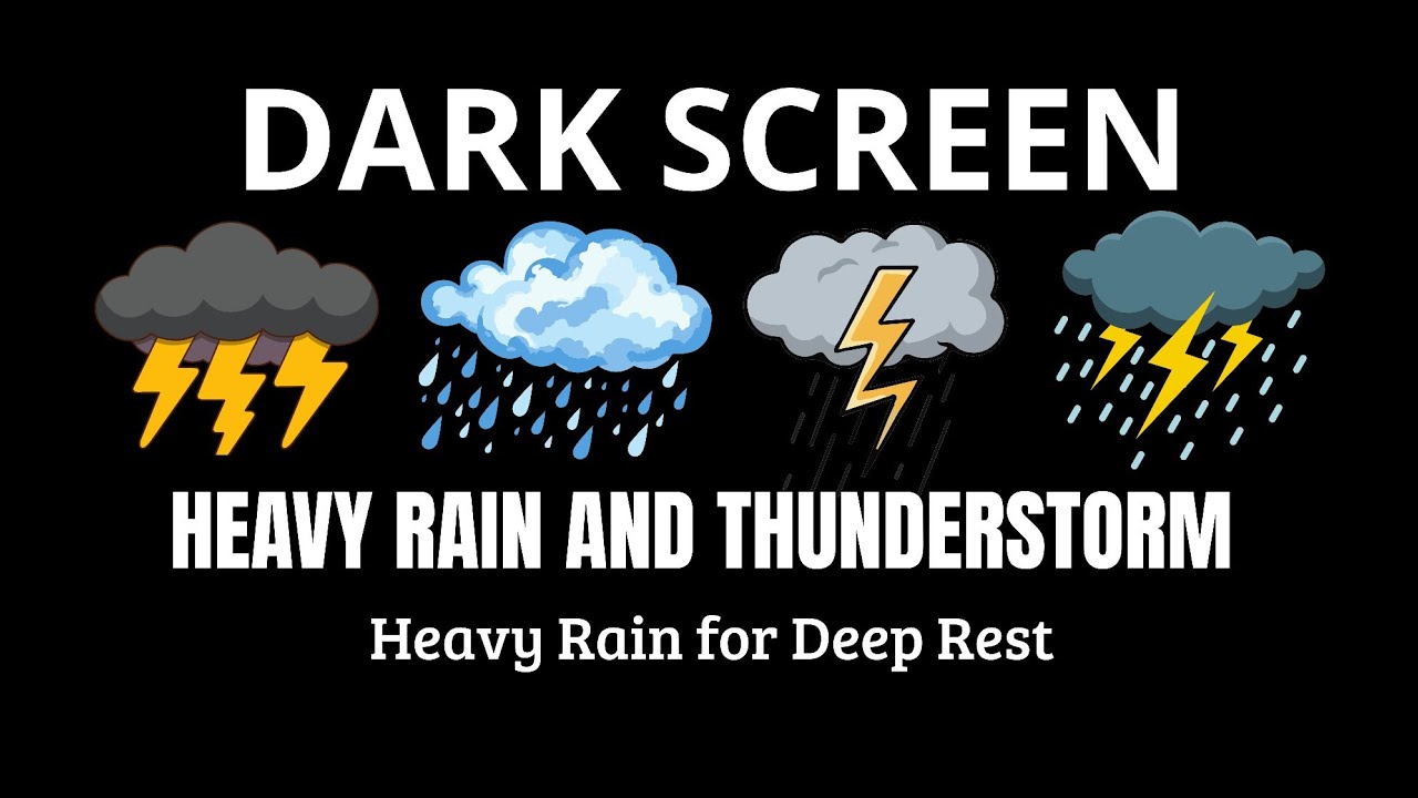 BLACK SCREEN Thunderstorm | Heavy Rain & Deep Night Thunder