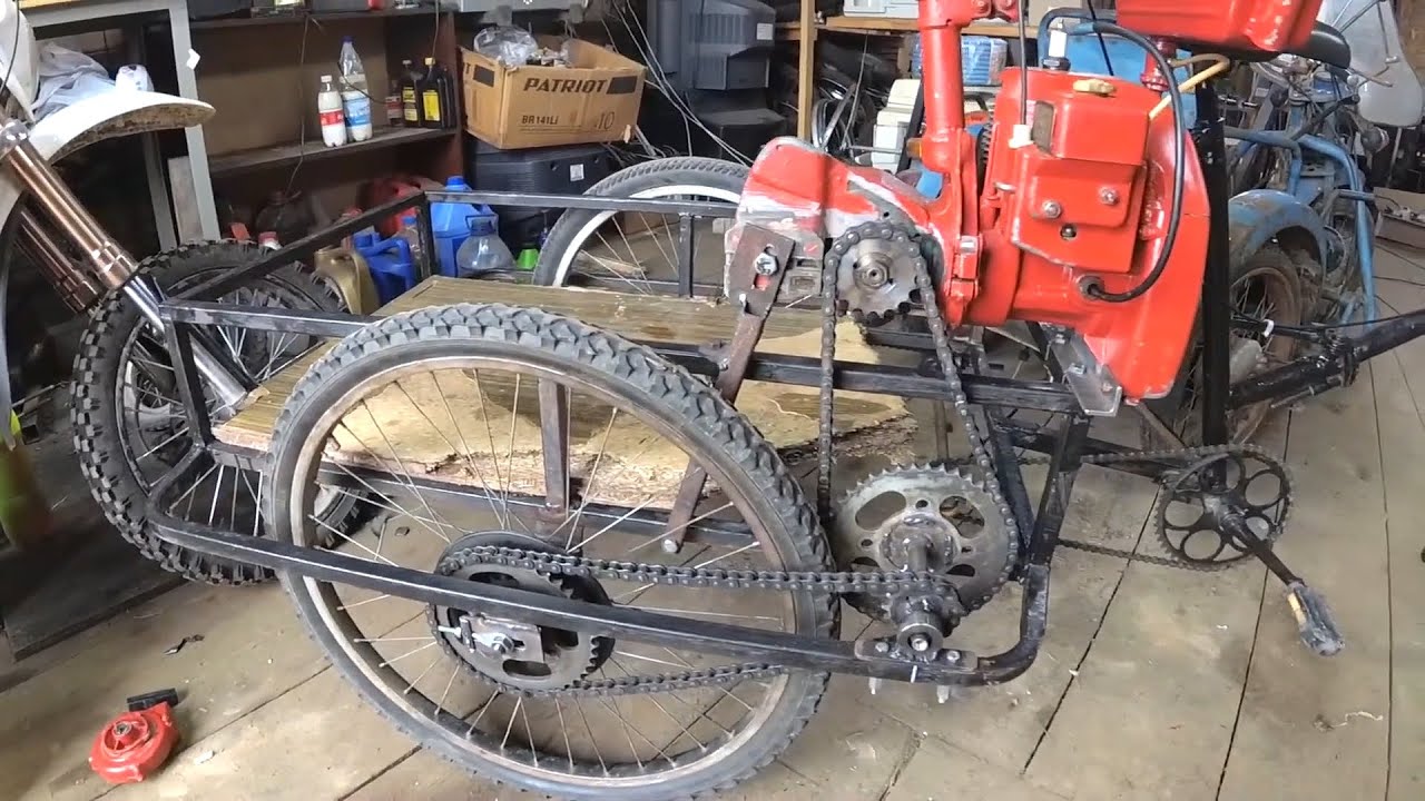ТРЕХКОЛЕСНЫЙ ГРУЗОВОЙ ВЕЛОСИПЕД С МОТОРОМ !!! САМОДЕЛКА СДЕЛАННАЯ СВОИМИ РУКАМИ. tricycle engine