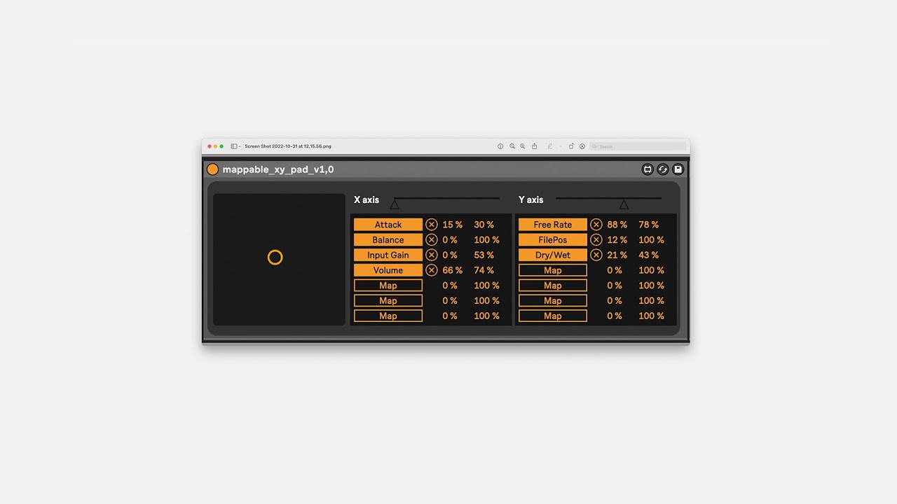 granulator + mappable XY pad - m4l device