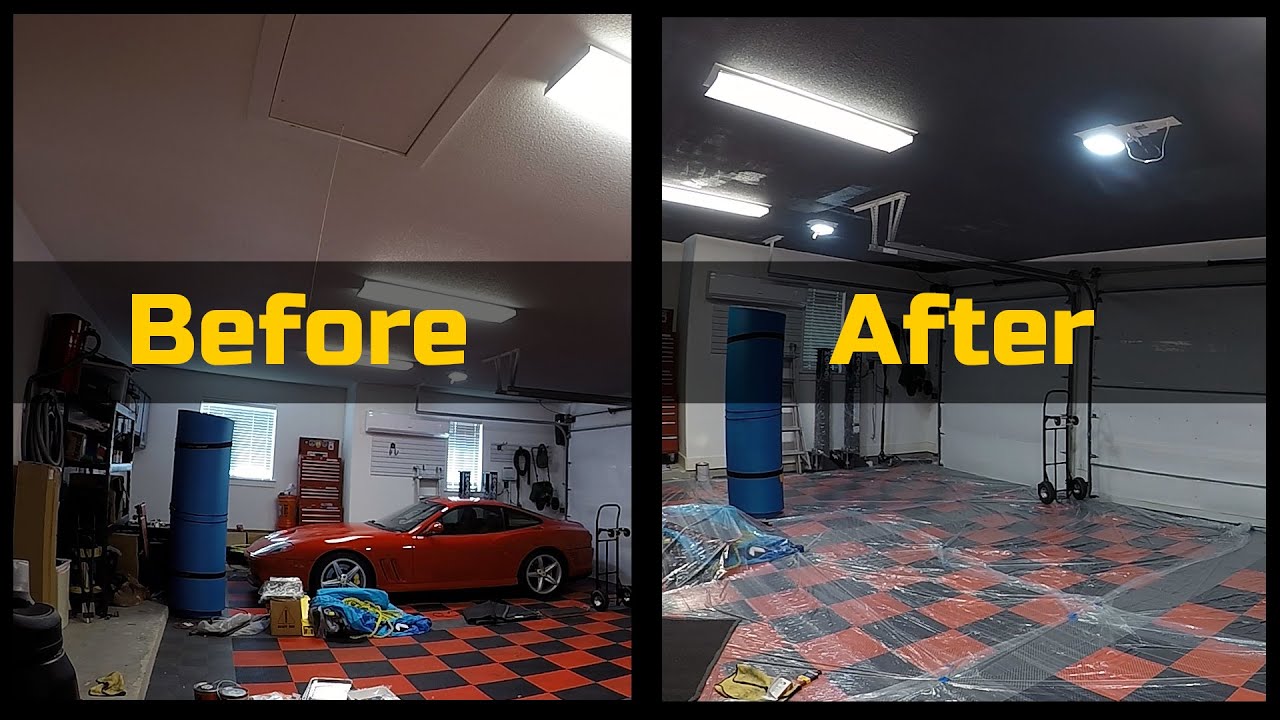 Масштабный ремонт гаража — покраска потолка в черный цвет