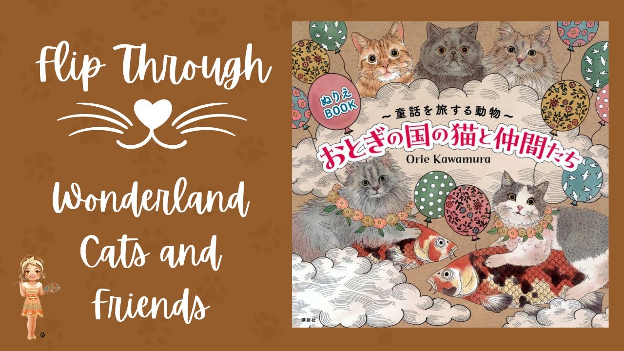 Japanese coloring book flip through- Winderland Cats and Friends