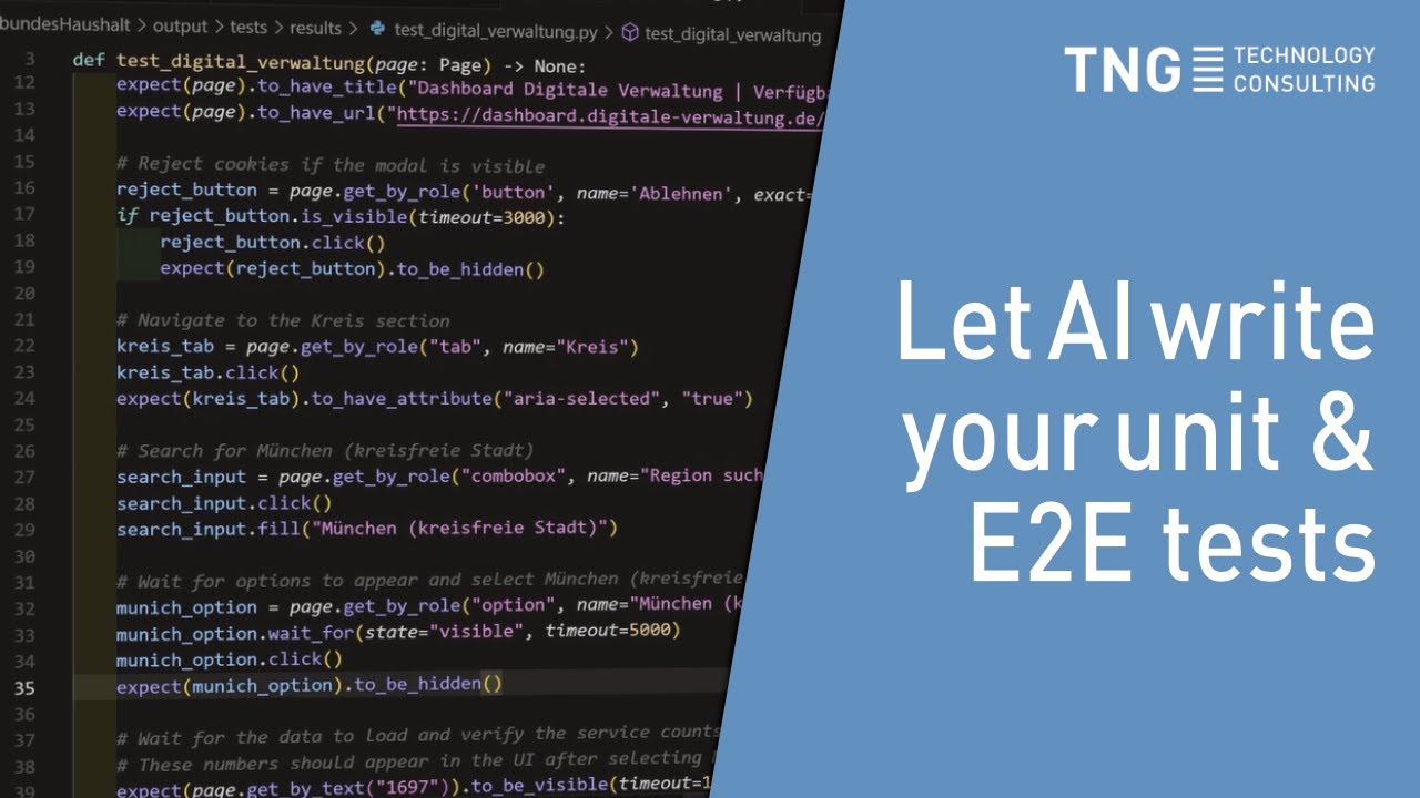 Test Case Generation | Let AI write your unit & E2E tests | TNG Technology Consulting