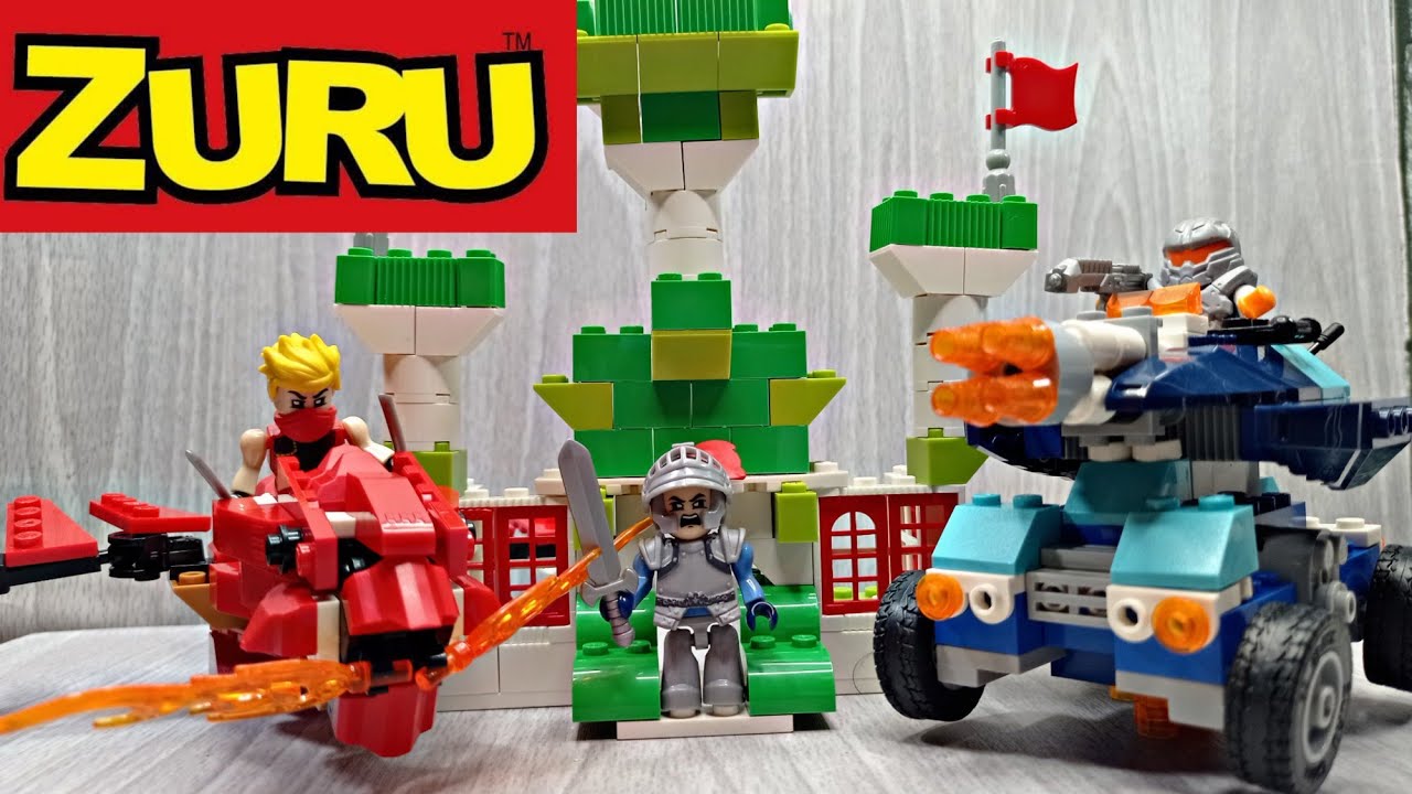 MAX Build More Construction by ZURU Toy Building Blocks Dragon Attack, Green Castle, and Space Car