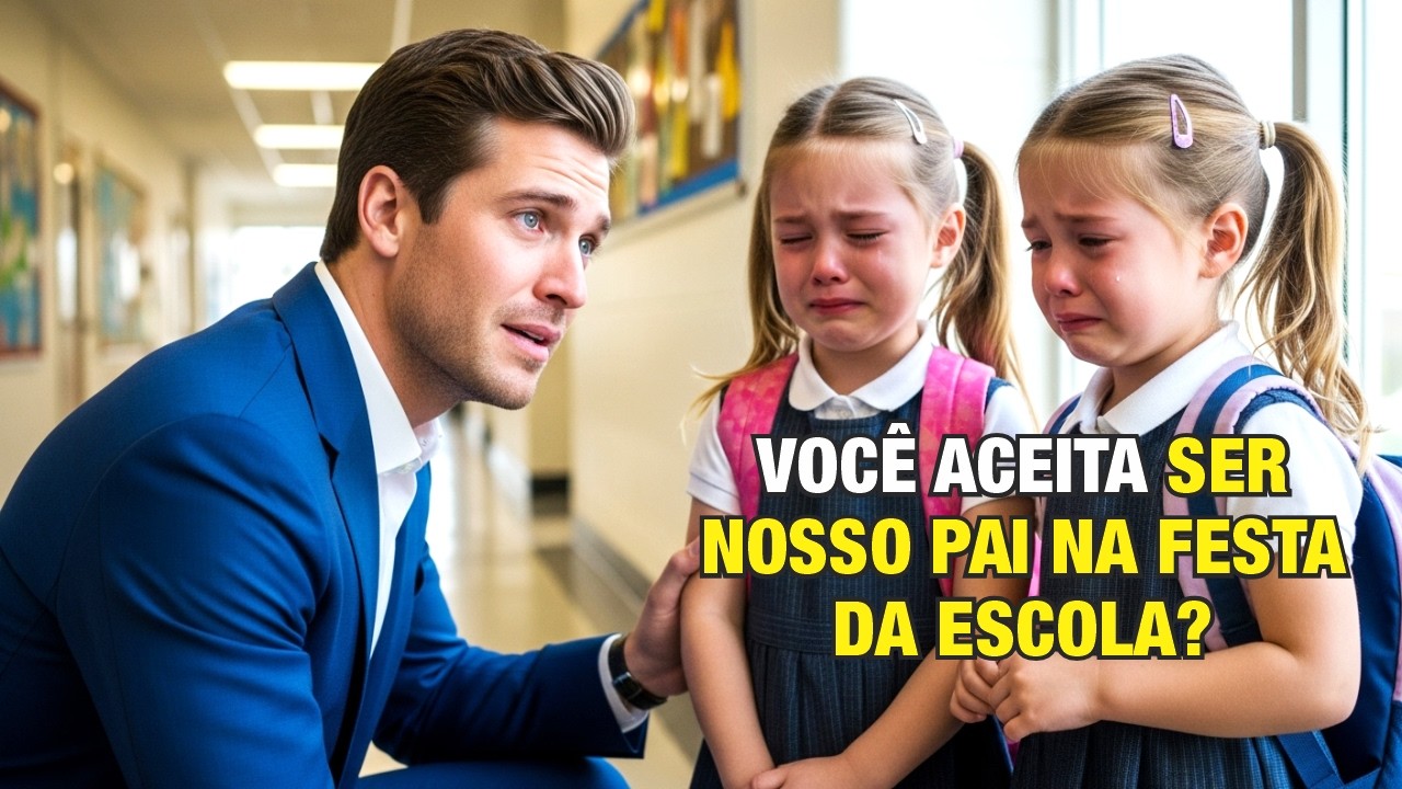 GÊMEAS POBRES PEDEM A JOVEM MILIONÁRIO PARA SER PAI NA FESTA ESCOLAR, SUA RESPOSTA É INESPERADA
