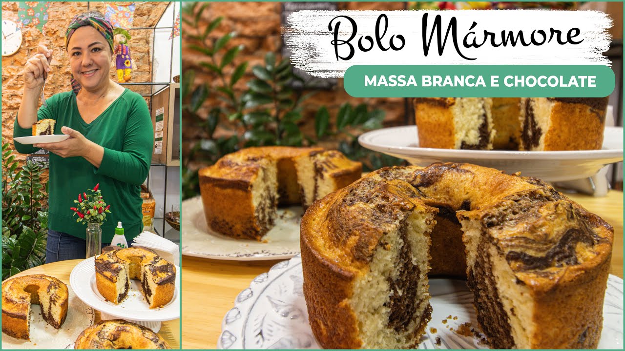 Bolo Mármore ou mesclado: massa branca e chocolate.
