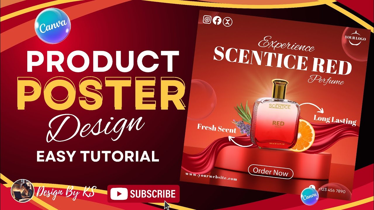 Perfume Advertising Poster Design in Canva | Easy Tutorial For Beginners | Step-by-Step