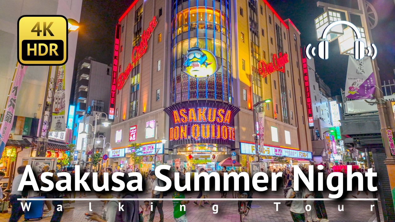 Asakusa Summer Night & Kappabashi Tanabata Decorations Walking Tour [4K/HDR/Binaural]