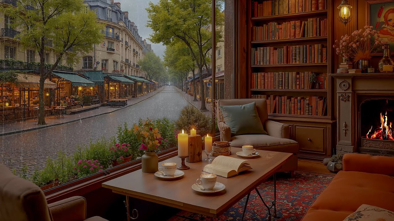 Calm WinterJazz | Cozy Coffee Shop Ambience & Warm Fireplace Sounds for Study & Work