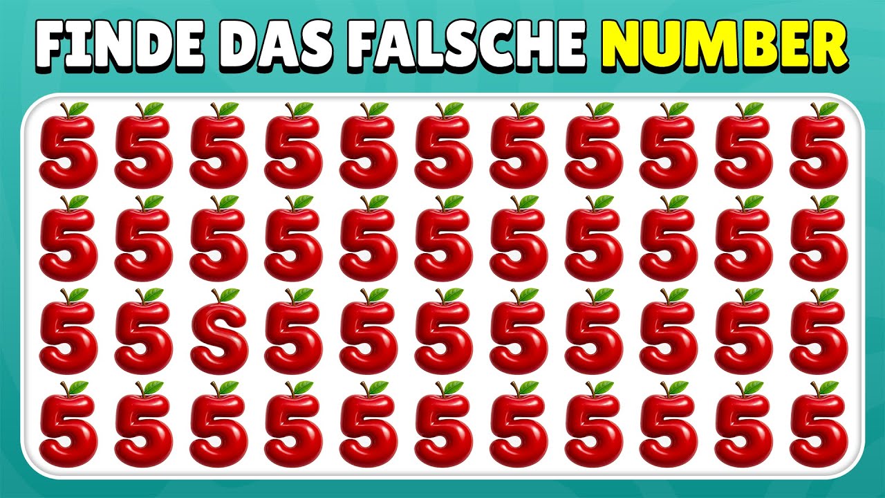 Finde das falsche Emoji - Zahlen- & Früchte-Edition 🍎🔢 | 40 Ultimate Levels | Leicht, Mittel, Schwer