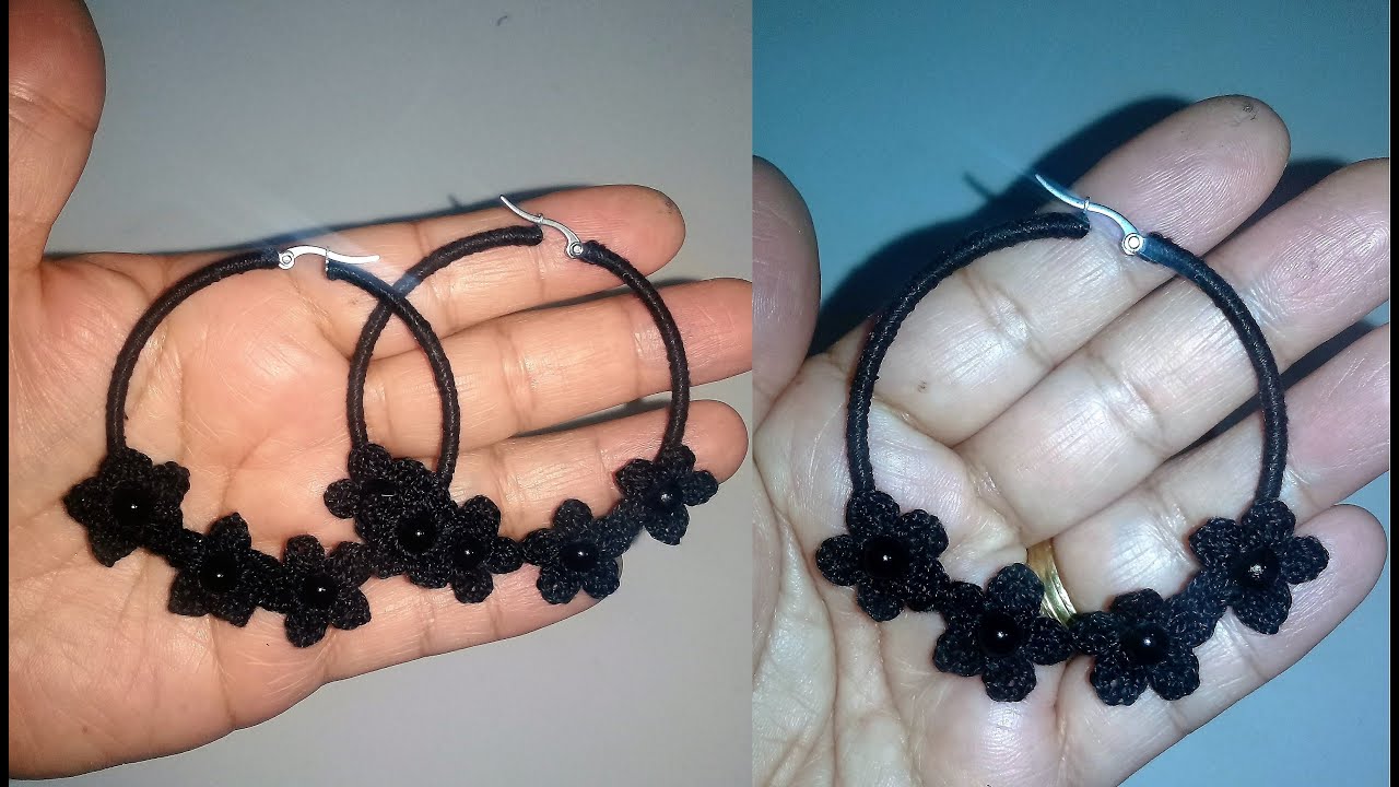 ARETES A CROCHET CON ARGOLLA Y FLORES| AROS ARGOLLAS A CROCHET