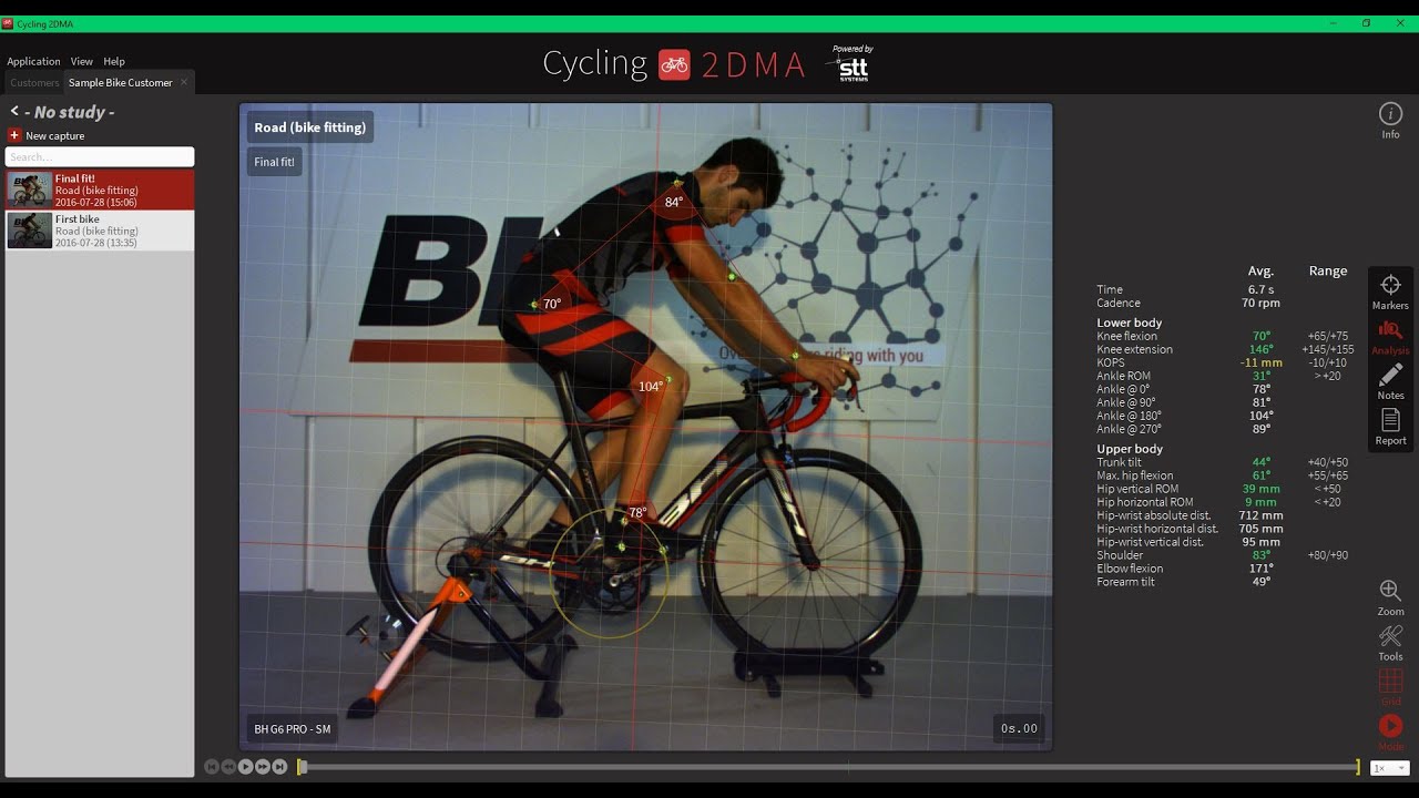 Cycling 2DMA | Bike fitting | One side capture overview