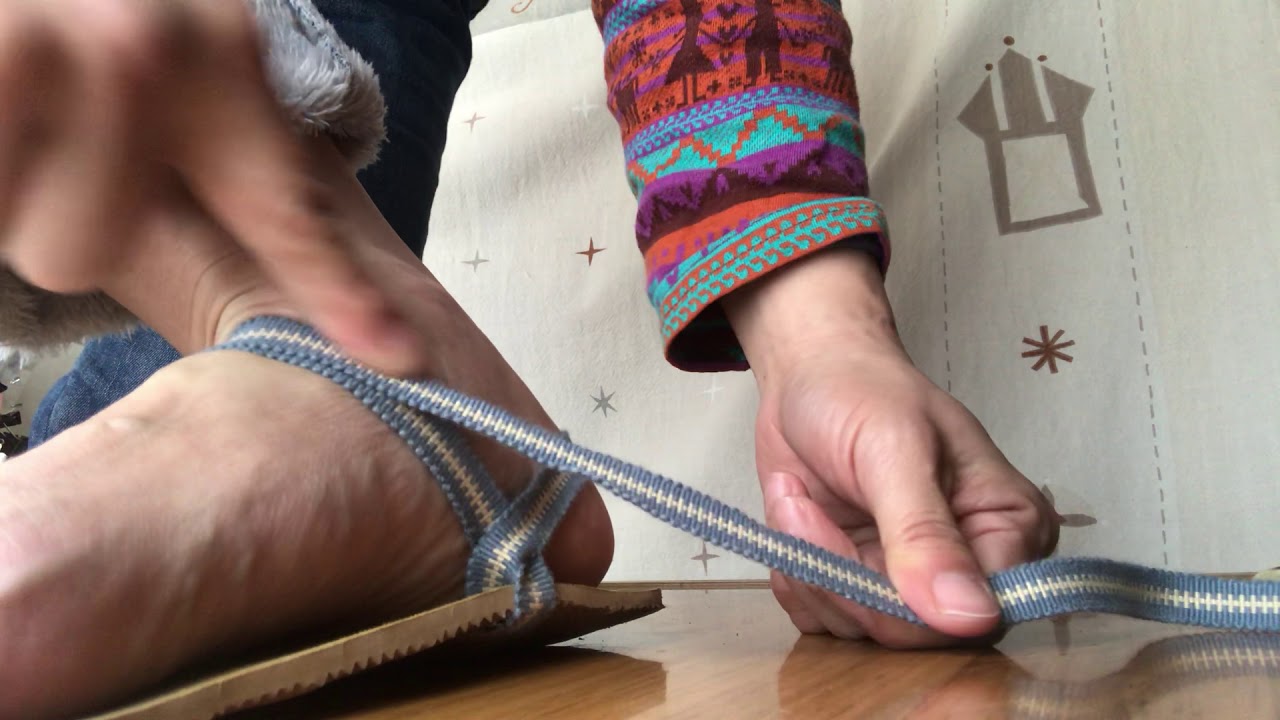 ワラーチの紐の結び方（真田紐バージョン）
