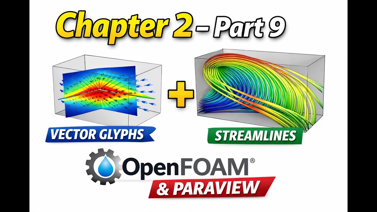 OpenFOAM Tutorial – Chapter 2 (Part 9): ParaView Glyphs & Stream Tracer (Vectors + Streamlines)